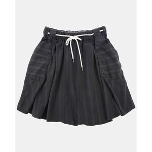 Sophomore Pleated Drawstring Skirt Women's M Black Striped Baker Pocket USA Made